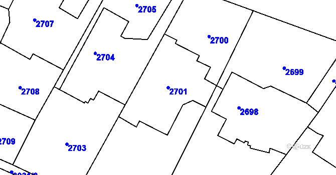 Parcela st. 2701 v KÚ Sviadnov, Katastrální mapa