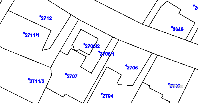 Parcela st. 2706/1 v KÚ Sviadnov, Katastrální mapa