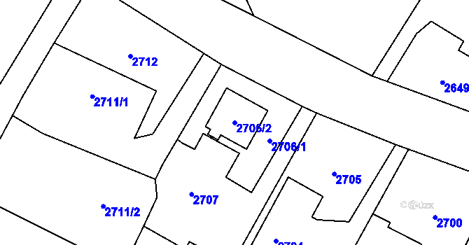 Parcela st. 2706/2 v KÚ Sviadnov, Katastrální mapa