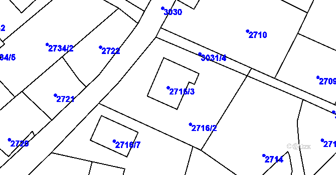 Parcela st. 2716/3 v KÚ Sviadnov, Katastrální mapa