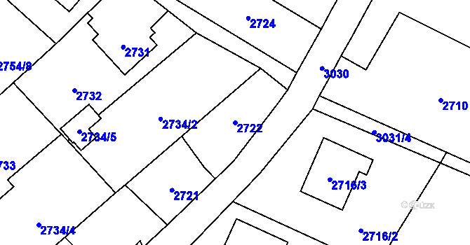 Parcela st. 2722 v KÚ Sviadnov, Katastrální mapa