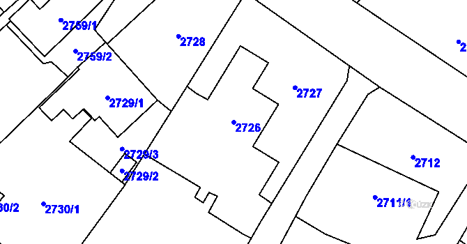 Parcela st. 2726 v KÚ Sviadnov, Katastrální mapa