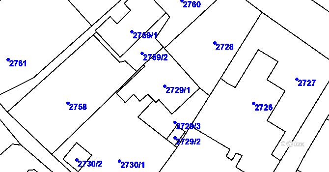 Parcela st. 2729/1 v KÚ Sviadnov, Katastrální mapa