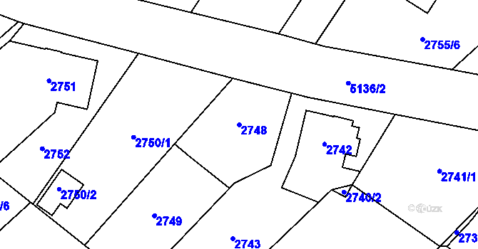 Parcela st. 2748 v KÚ Sviadnov, Katastrální mapa