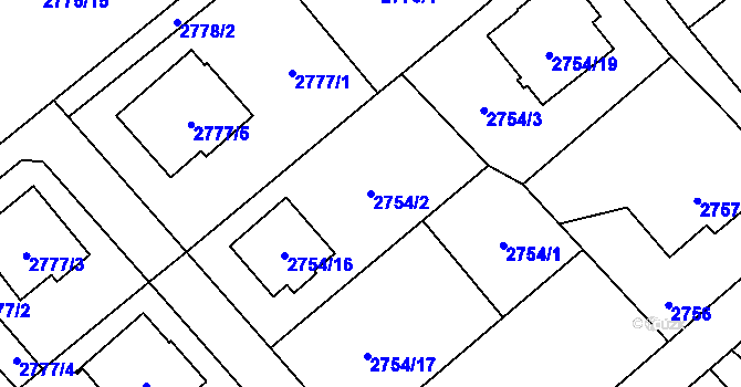 Parcela st. 2754/2 v KÚ Sviadnov, Katastrální mapa