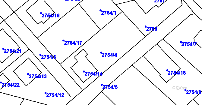 Parcela st. 2754/4 v KÚ Sviadnov, Katastrální mapa