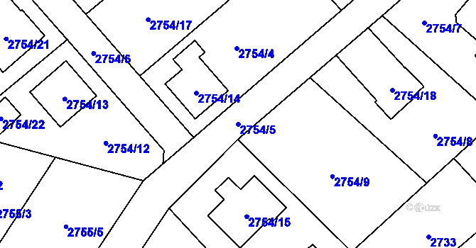 Parcela st. 2754/5 v KÚ Sviadnov, Katastrální mapa