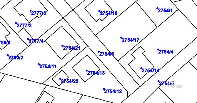 Parcela st. 2754/6 v KÚ Sviadnov, Katastrální mapa