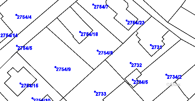Parcela st. 2754/8 v KÚ Sviadnov, Katastrální mapa