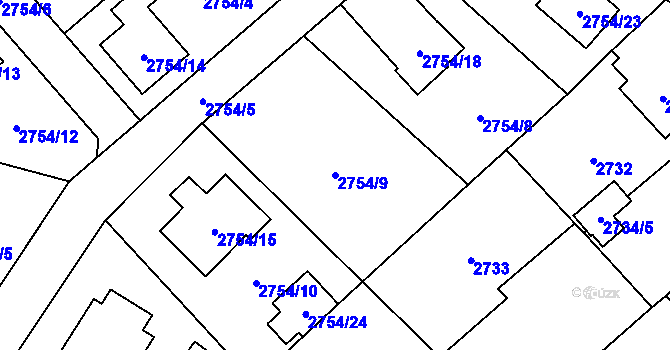 Parcela st. 2754/9 v KÚ Sviadnov, Katastrální mapa