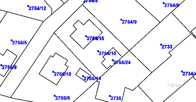 Parcela st. 2754/10 v KÚ Sviadnov, Katastrální mapa