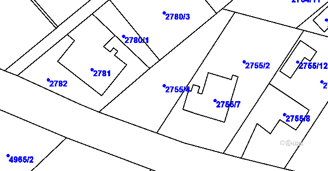 Parcela st. 2755/4 v KÚ Sviadnov, Katastrální mapa