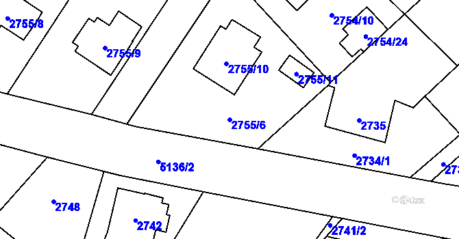 Parcela st. 2755/6 v KÚ Sviadnov, Katastrální mapa