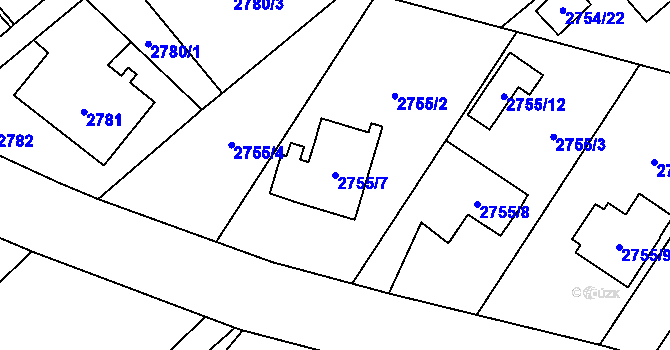 Parcela st. 2755/7 v KÚ Sviadnov, Katastrální mapa