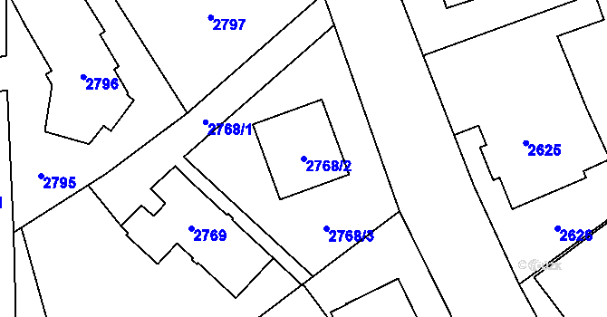Parcela st. 2768/2 v KÚ Sviadnov, Katastrální mapa