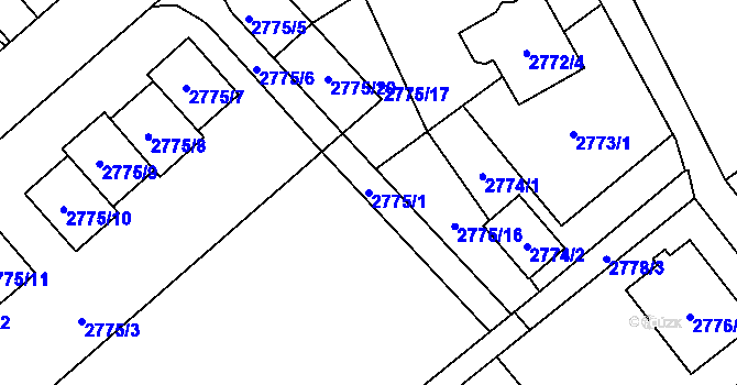Parcela st. 2775/1 v KÚ Sviadnov, Katastrální mapa