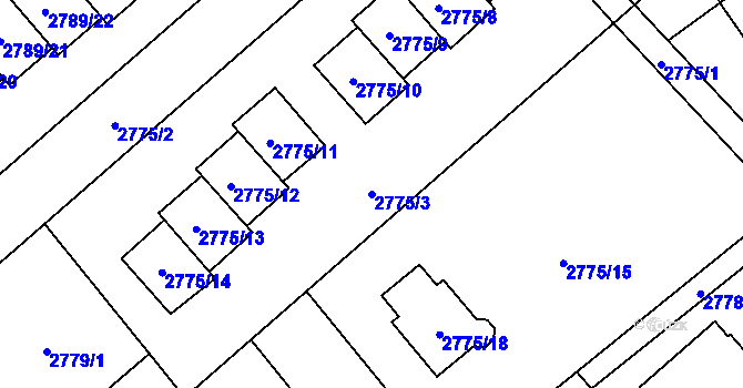 Parcela st. 2775/3 v KÚ Sviadnov, Katastrální mapa