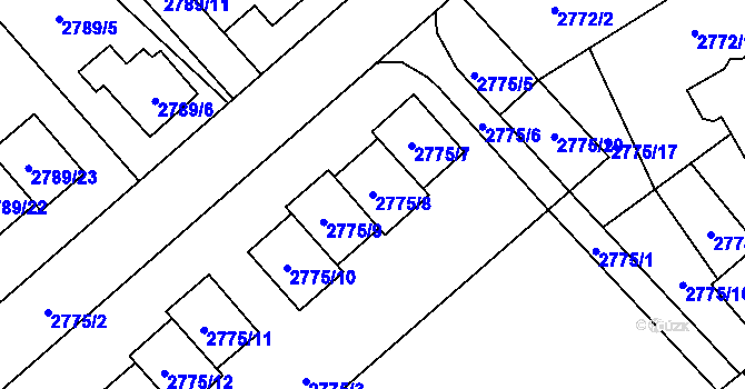 Parcela st. 2775/8 v KÚ Sviadnov, Katastrální mapa