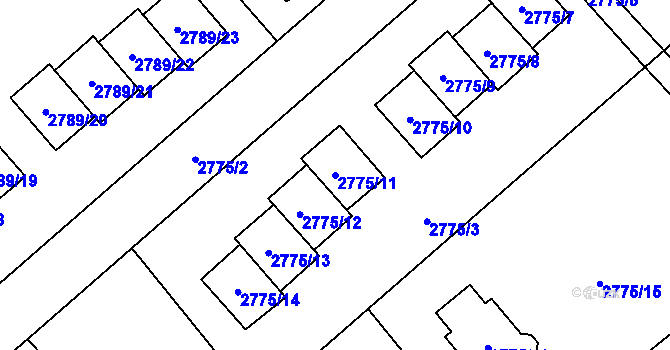 Parcela st. 2775/11 v KÚ Sviadnov, Katastrální mapa