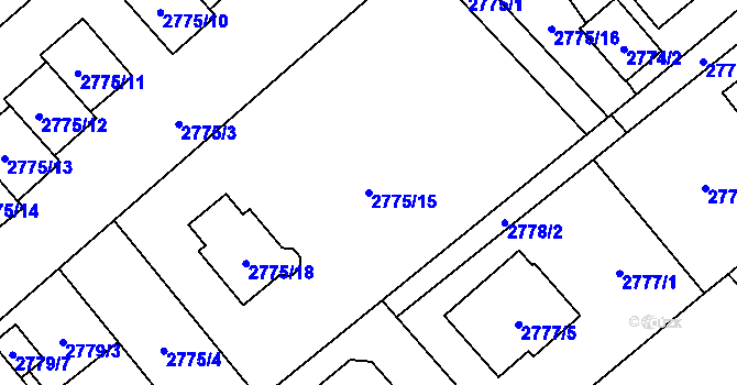 Parcela st. 2775/15 v KÚ Sviadnov, Katastrální mapa