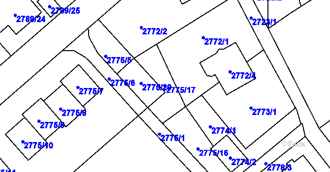 Parcela st. 2775/17 v KÚ Sviadnov, Katastrální mapa