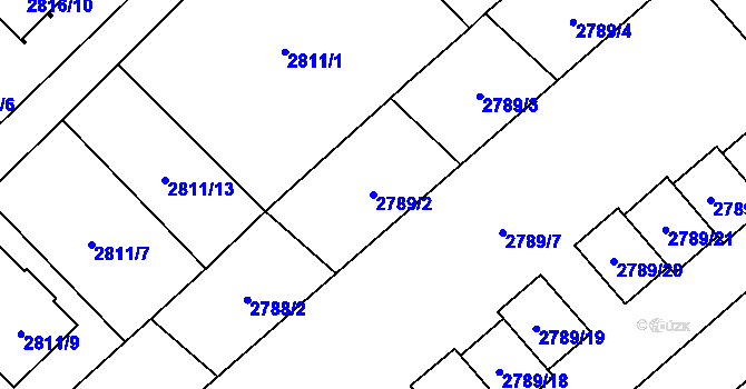 Parcela st. 2789/2 v KÚ Sviadnov, Katastrální mapa