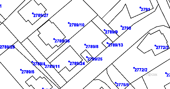 Parcela st. 2789/8 v KÚ Sviadnov, Katastrální mapa