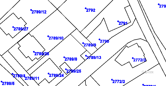 Parcela st. 2789/9 v KÚ Sviadnov, Katastrální mapa