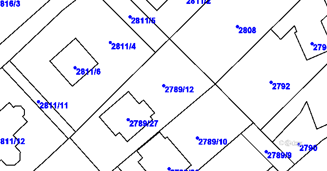 Parcela st. 2789/12 v KÚ Sviadnov, Katastrální mapa