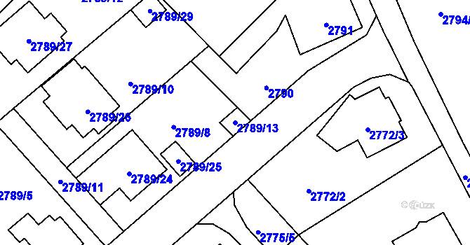 Parcela st. 2789/13 v KÚ Sviadnov, Katastrální mapa