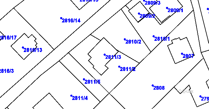 Parcela st. 2811/3 v KÚ Sviadnov, Katastrální mapa