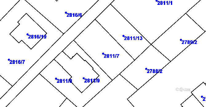 Parcela st. 2811/7 v KÚ Sviadnov, Katastrální mapa