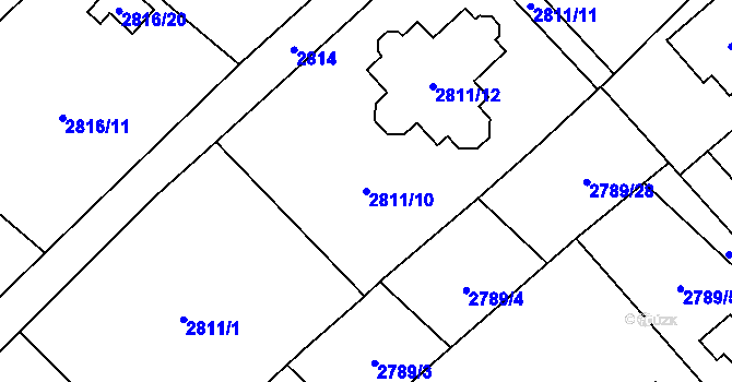 Parcela st. 2811/10 v KÚ Sviadnov, Katastrální mapa