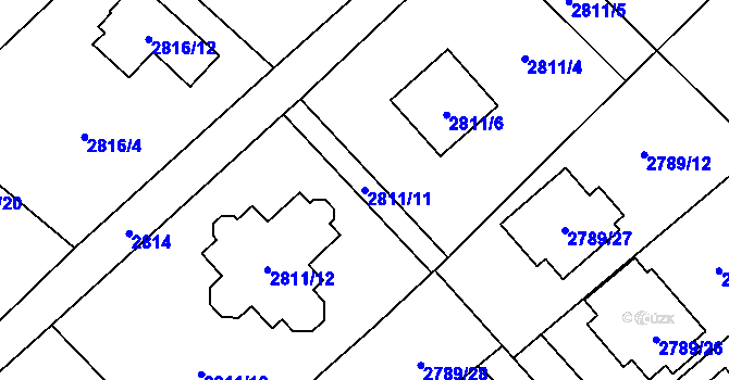 Parcela st. 2811/11 v KÚ Sviadnov, Katastrální mapa