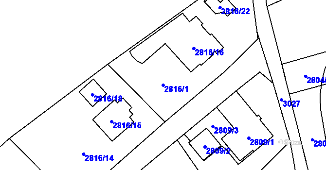 Parcela st. 2816/1 v KÚ Sviadnov, Katastrální mapa