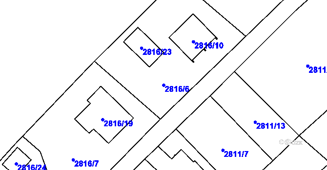 Parcela st. 2816/6 v KÚ Sviadnov, Katastrální mapa