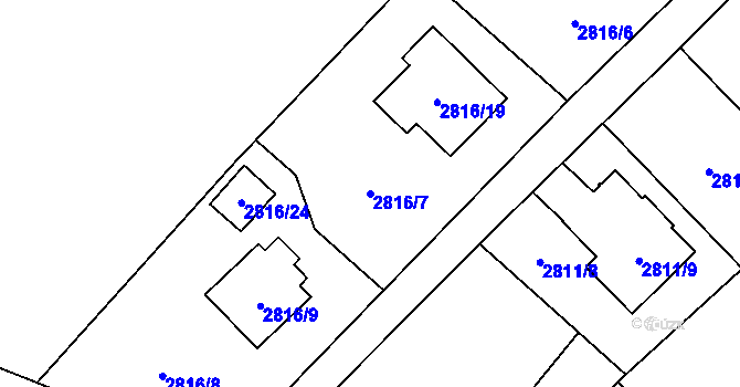 Parcela st. 2816/7 v KÚ Sviadnov, Katastrální mapa