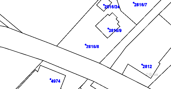 Parcela st. 2816/8 v KÚ Sviadnov, Katastrální mapa