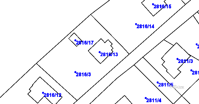 Parcela st. 2816/13 v KÚ Sviadnov, Katastrální mapa