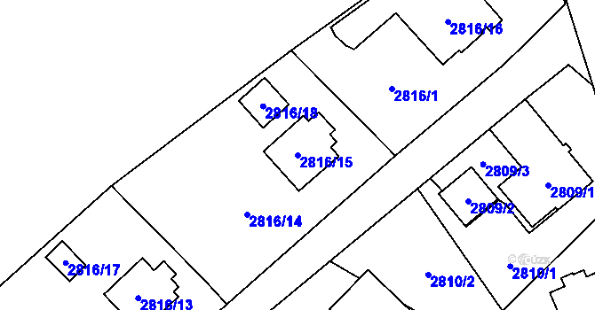 Parcela st. 2816/15 v KÚ Sviadnov, Katastrální mapa