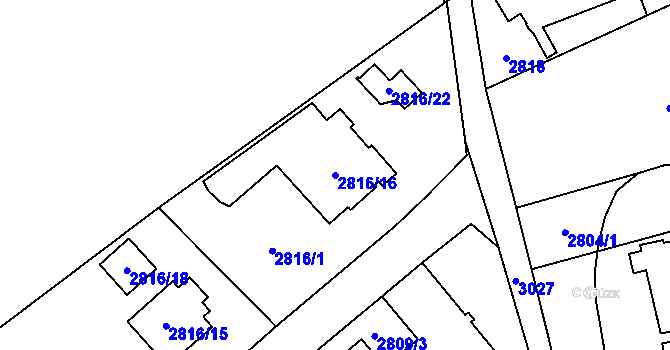 Parcela st. 2816/16 v KÚ Sviadnov, Katastrální mapa