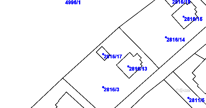 Parcela st. 2816/17 v KÚ Sviadnov, Katastrální mapa