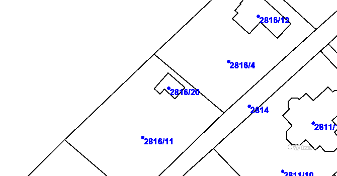 Parcela st. 2816/20 v KÚ Sviadnov, Katastrální mapa