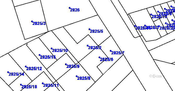Parcela st. 2825/2 v KÚ Sviadnov, Katastrální mapa