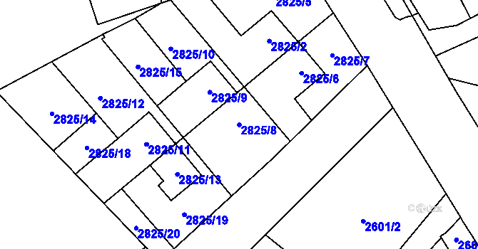 Parcela st. 2825/8 v KÚ Sviadnov, Katastrální mapa