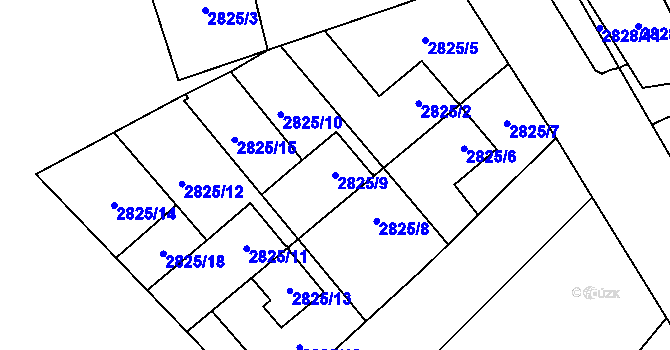 Parcela st. 2825/9 v KÚ Sviadnov, Katastrální mapa