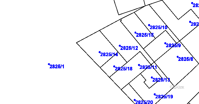 Parcela st. 2825/14 v KÚ Sviadnov, Katastrální mapa