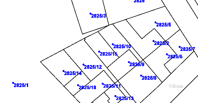 Parcela st. 2825/15 v KÚ Sviadnov, Katastrální mapa