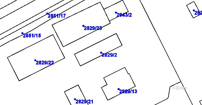 Parcela st. 2829/2 v KÚ Sviadnov, Katastrální mapa