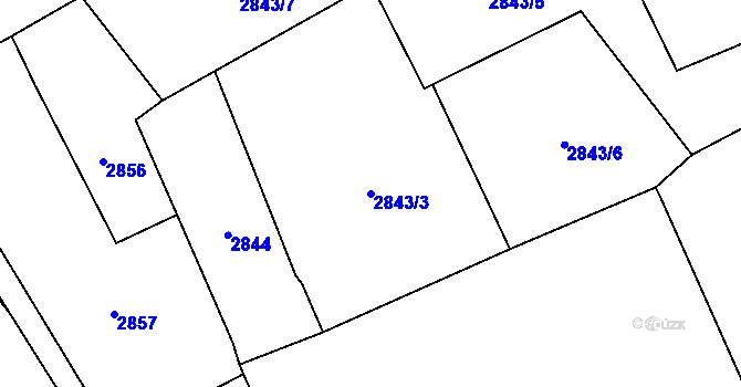 Parcela st. 2843/3 v KÚ Sviadnov, Katastrální mapa